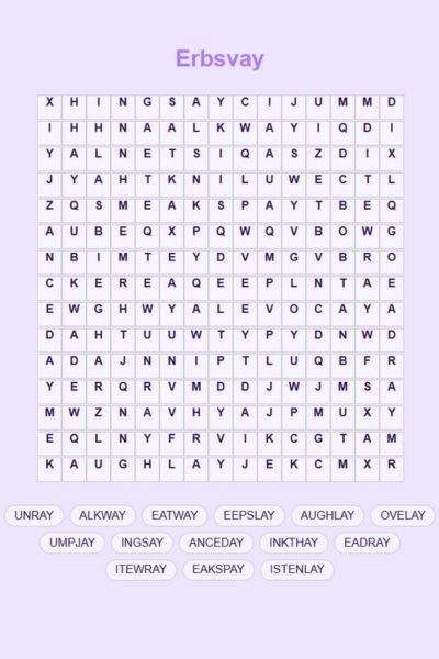Erbsvay Word Search